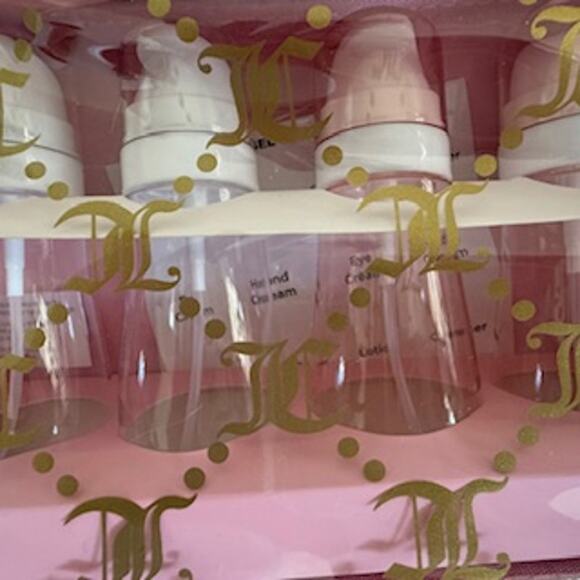 NWT Juicy Couture Travel Set Clear Velour Cosmetic Bag & 4 Bottles TSA approved - Picture 5 of 5